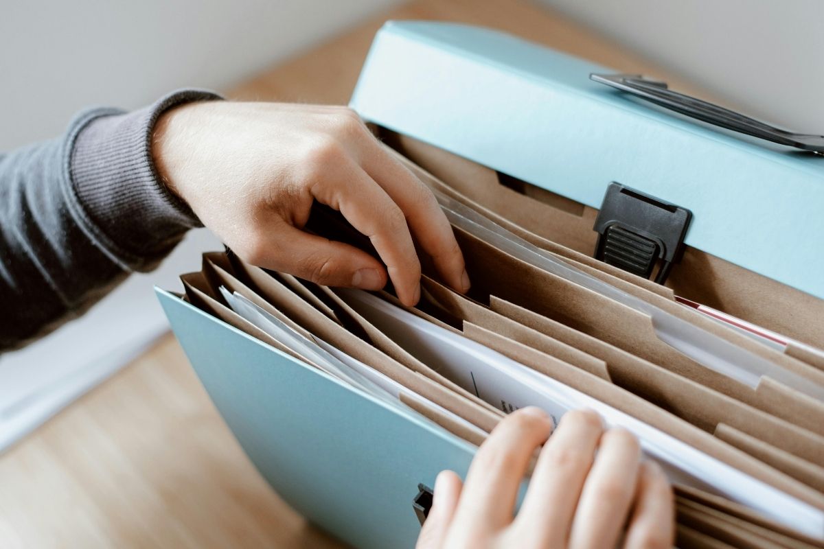 Organised documents on a desk