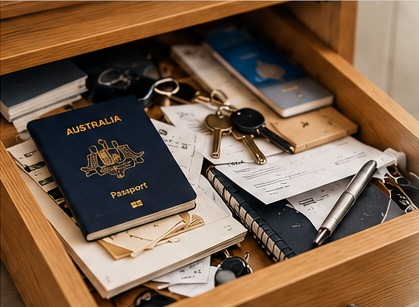 Drawer containing important personal documents